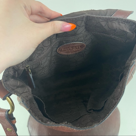 FOSSIL Vintage Reissue Dual Tone Brown Leather Flap Crossbody Messenger Bag - Picture 13 of 16
